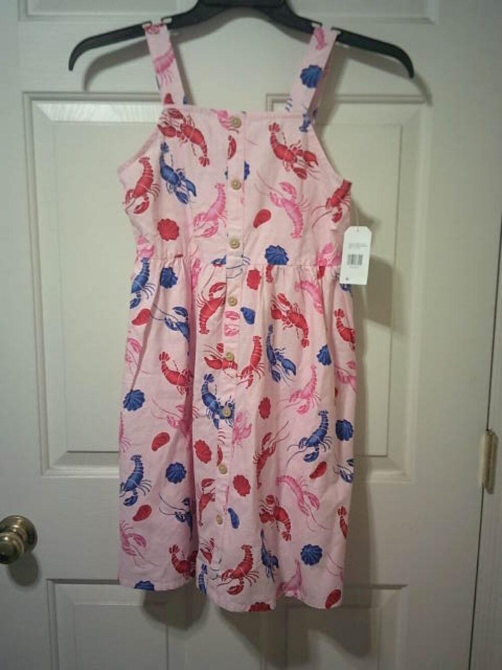 NEW PARKER ROSE GIRLS SIZE L 10-12 PINK SUN SCHOOL DRESS LOBSTER SEA SHELL DESIG